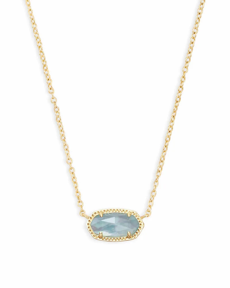 Kendra Scott Elisa Gold Pendant Necklace in Light Blue Illusion