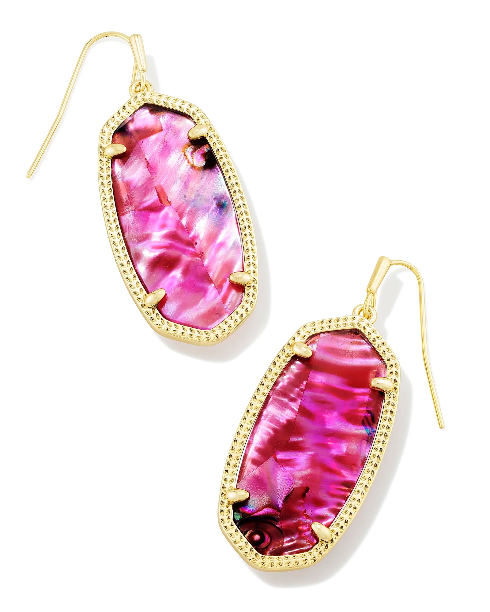 Kendra Scott Elle Drop Gold Earrings in Light Burgundy Illusion