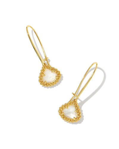 Kendra Scott Framed Kendall Gold Large Drop Earrings in Ivory Mother of Pearl