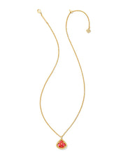 Load image into Gallery viewer, Kendra Scott Framed Kendall Gold Short Pendant Necklace in Bronze Veined Red Fuchsia