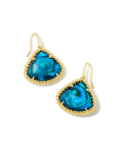 Kendra Scott Framed Kendall Gold Large Drop Earrings in Teal Abalone