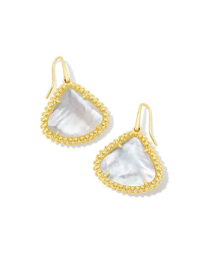 Kendra Scott Framed Kendall Gold Large Drop Earrings in Ivory Mother of Pearl
