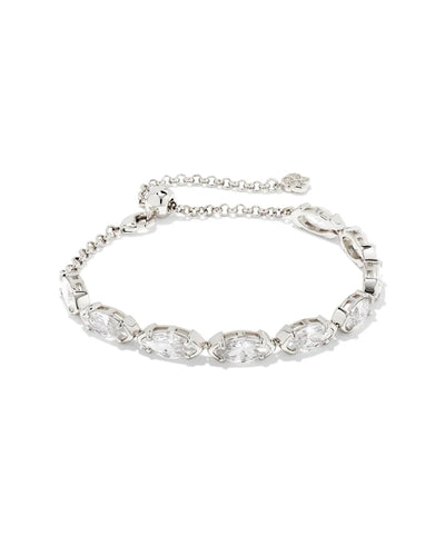 Kendra Scott Genevieve Silver Delicate Chain Bracelet in White Crystal