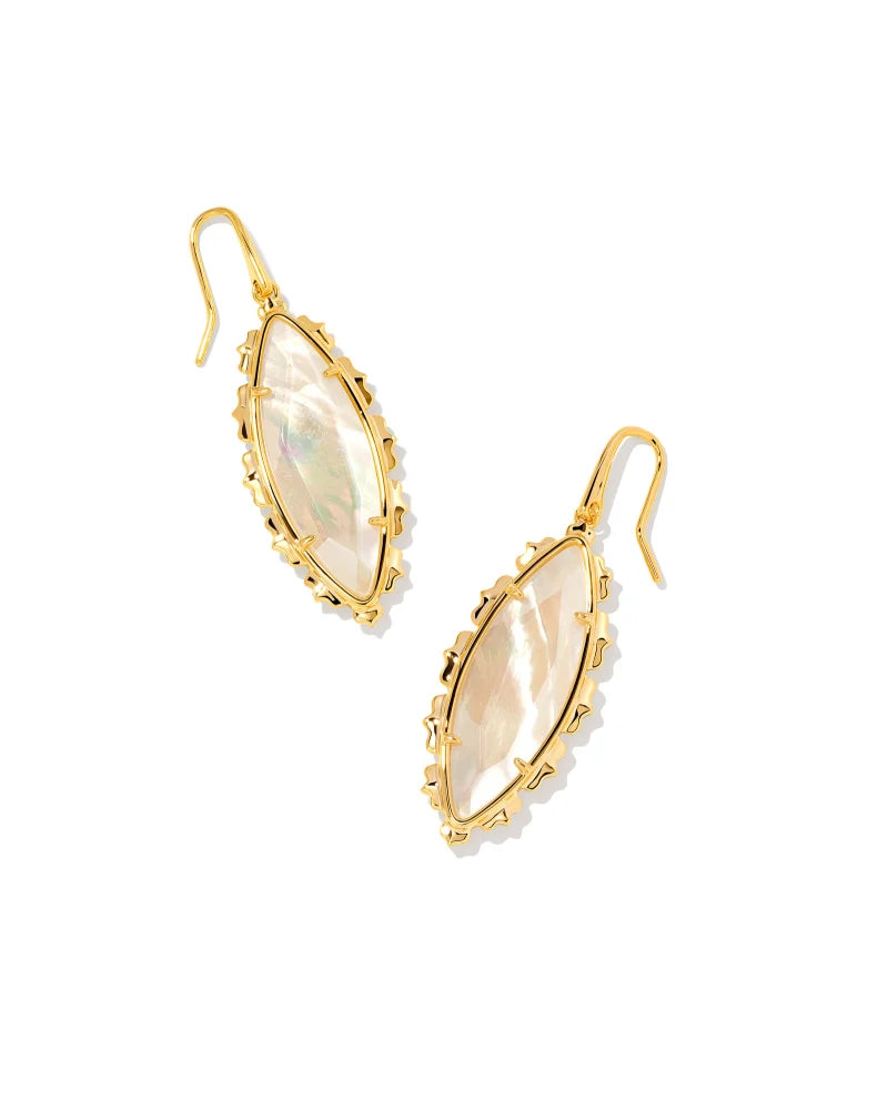 Kendra Scott Genevieve Gold Drop Earrings in Ivory Mother of Pearl