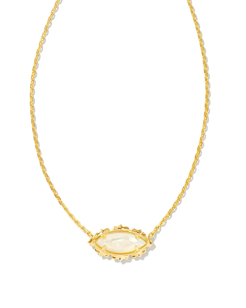 Kendra Scott Genevieve Gold Short Pendant Necklace in Ivory Mother of Pearl