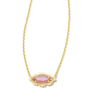 Load image into Gallery viewer, Kendra Scott Genevieve Gold Short Pendant Necklace in Luster Plated Pink Cat&#39;s Eye Glass