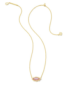 Kendra Scott Genevieve Gold Short Pendant Necklace in Luster Plated Pink Cat's Eye Glass