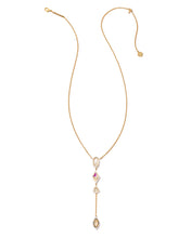 Load image into Gallery viewer, Kendra Scott Greta Gold Y Necklace in Ivory Mix