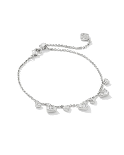 Kendra Scott Haven Heart Silver Chain Bracelet in White Crystal