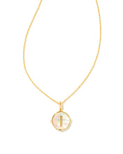 Load image into Gallery viewer, Letter I Gold Disc Reversible Pendant Necklace in Iridescent Abalone by Kendra Scott