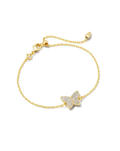 Kendra Scott Lillia Crystal Butterfly Gold Delicate Chain Bracelet in White Crystal