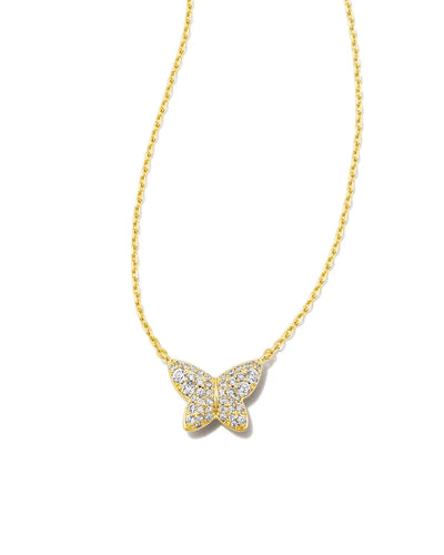 Kendra Scott Lillia Crystal Butterfly Pendant Necklace in White Crystal
