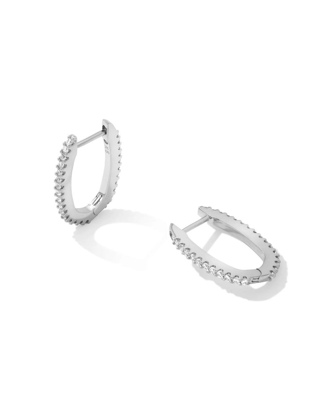 Kendra Scott Murphy Silver Hoop Earrings in White Crystal