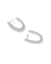 Load image into Gallery viewer, Kendra Scott Murphy Silver Hoop Earrings in White Crystal