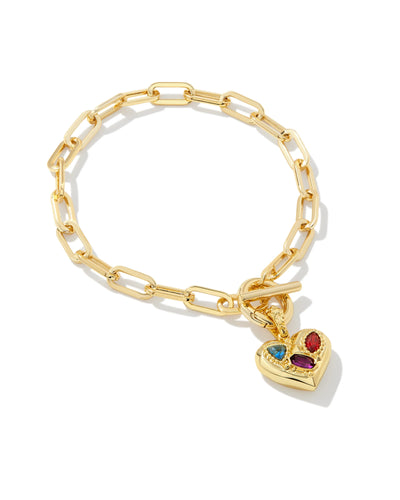Kendra Scott Penny Gold Heart Chain Bracelet in Multi Mix