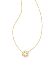 Load image into Gallery viewer, Kendra Scott Snowflake Gold Short Pendant Necklace in White Kyocera Opal