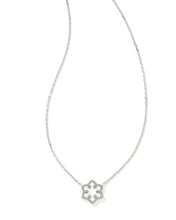 Load image into Gallery viewer, Kendra Scott Snowflake Silver Short Pendant Necklace in White Kyocera Opal