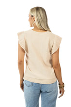 Load image into Gallery viewer, Ruffle Sleeve Bow Knit Top - Tan
