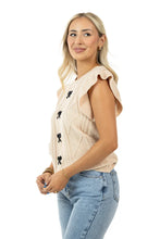 Load image into Gallery viewer, Ruffle Sleeve Bow Knit Top - Tan