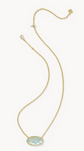Load image into Gallery viewer, Elisa Gold Statement Short Pendant Necklace in Light Blue Illusion