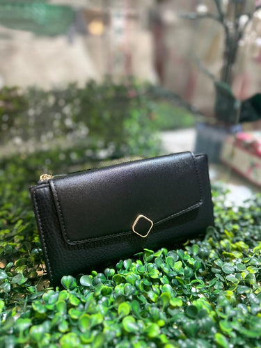Linda Large Zip & Fold Wallet - Black