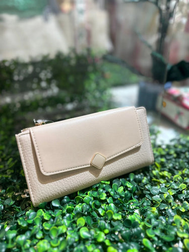 Linda Large Zip & Fold Wallet - Beige