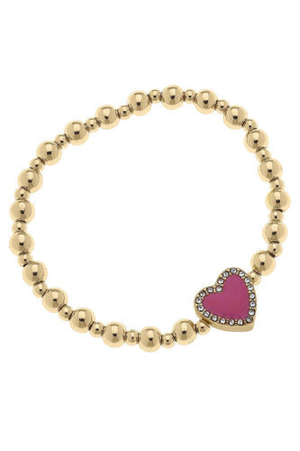 Canvas Maggie Pave Heart Children's Bracelet - Fuchsia