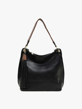 Load image into Gallery viewer, Amber Three Compartment Hobo Bag - Black