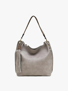 Amber Three Compartment Hobo Bag - Grey