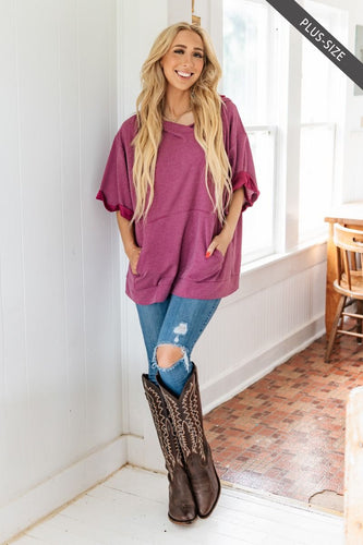 Andi Waffle Knit Hoodie - Magenta *Regular & Curvy*