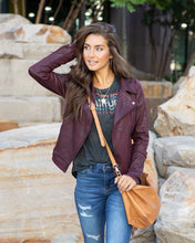 Load image into Gallery viewer, Grace &amp; Lace Move Free Leather Like Moto Jacket - Bordeaux