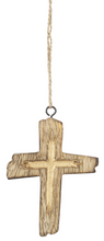 Load image into Gallery viewer, Ganz Carved Cross Christmas Ornament