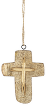 Load image into Gallery viewer, Ganz Carved Cross Christmas Ornament