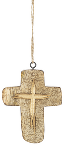 Ganz Carved Cross Christmas Ornament