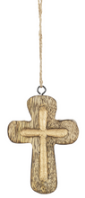 Load image into Gallery viewer, Ganz Carved Cross Christmas Ornament