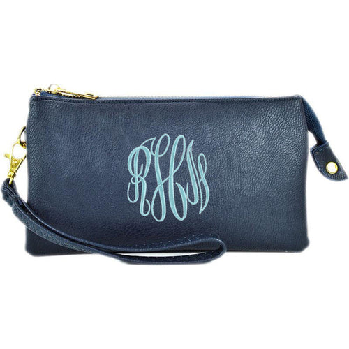 3 Compartment Crossbody/Wristlet- Navy Blue