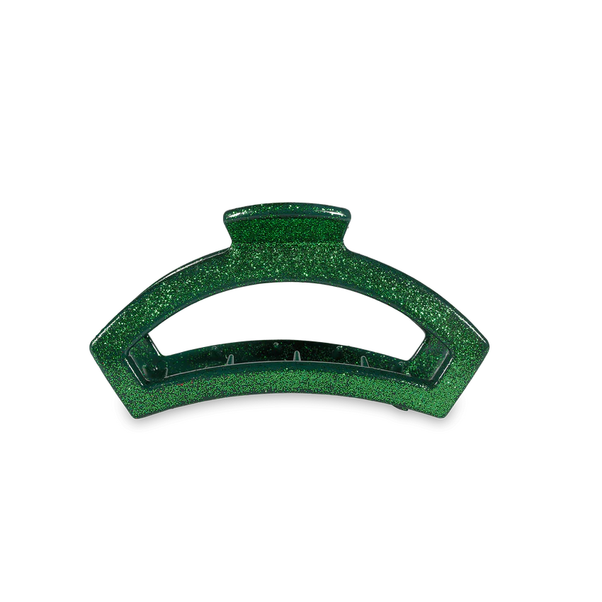 Tiny Teleties Open Hair Clip - Green Glitter