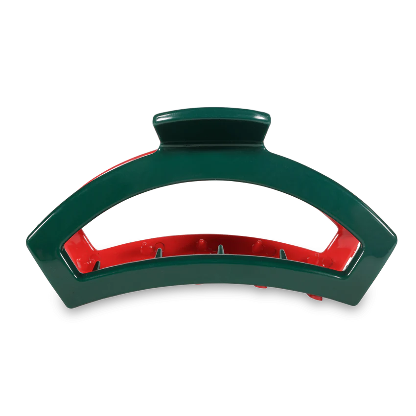 Large Teleties Open Hair Clip - Red & Green