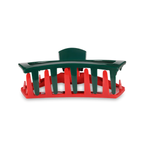 Medium Teleties Open Hair Clip - Red & Green