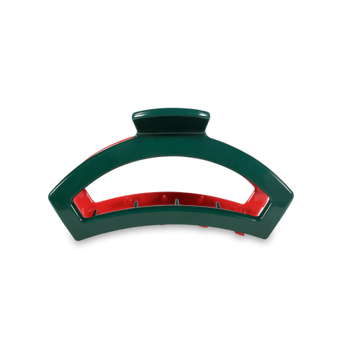 Medium Teleties Open Hair Clip - Red & Green