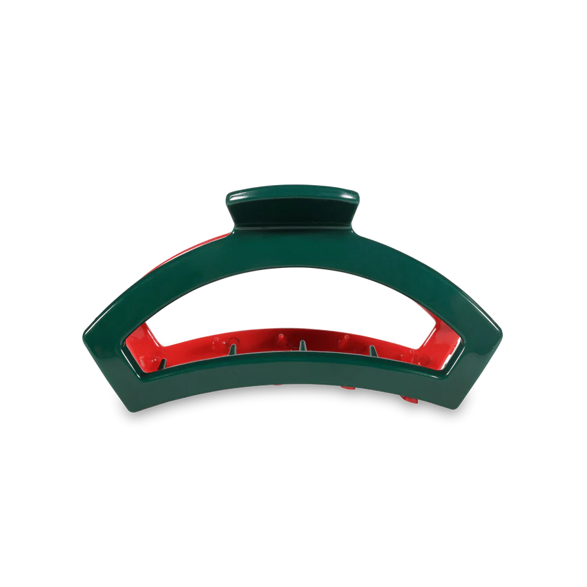 Medium Teleties Open Hair Clip - Red & Green