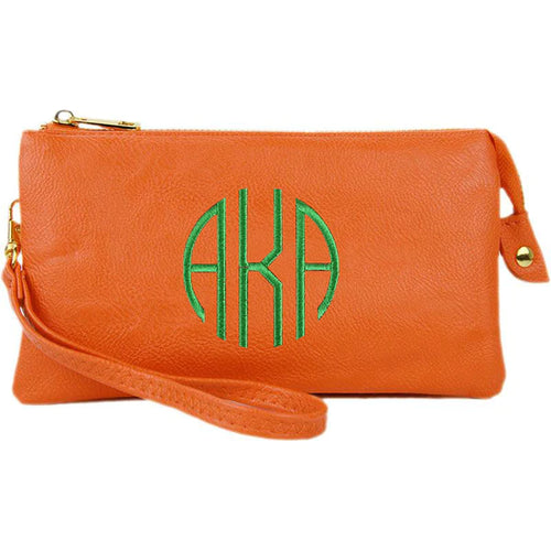 3 Compartment Crossbody/Wristlet- Orange