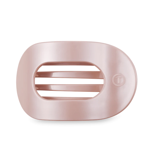 Large Teleties Flat Round Hair Clip - Pearly Pink