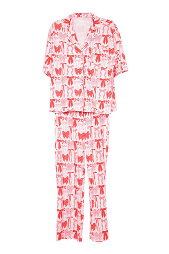 Coquette Bows Pajama Set - Pink & Red