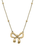 Load image into Gallery viewer, Canvas Rosalie Bow Pendant Necklace in Gold
