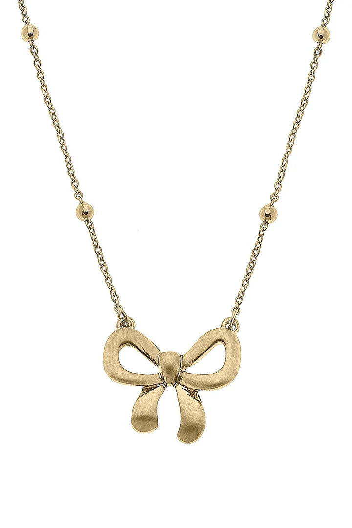 Canvas Rosalie Bow Pendant Necklace in Gold