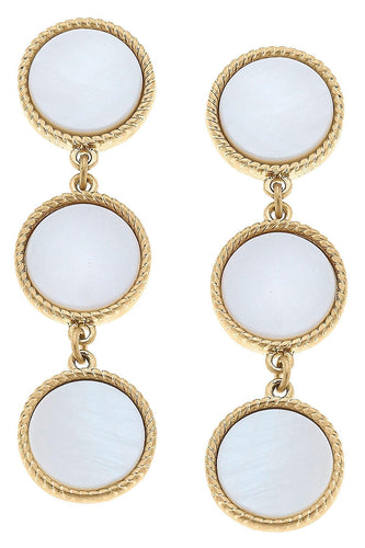 Canvas Sadie Triple Linked Disc Earrings in Mother of Pearl