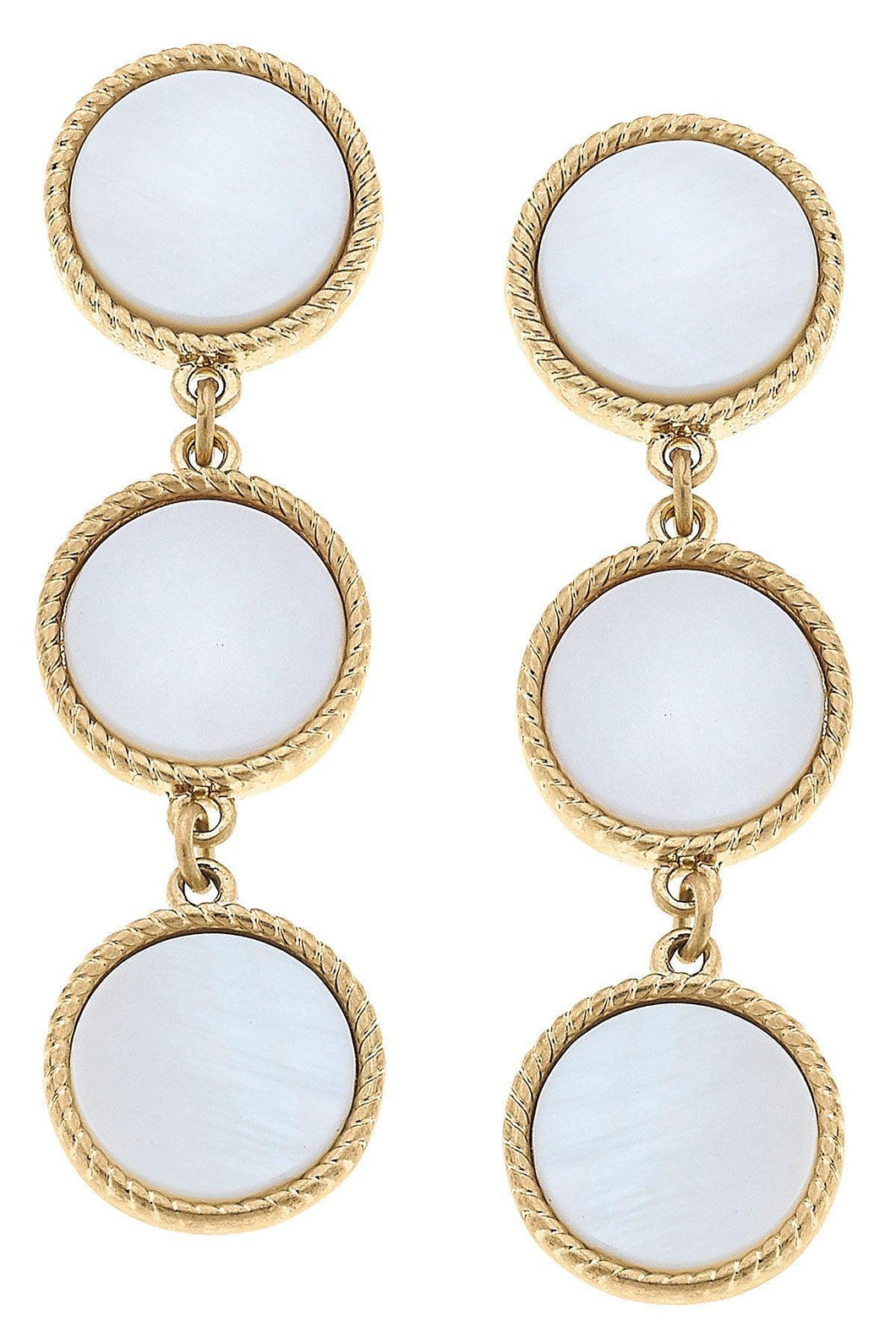 Canvas Sadie Triple Linked Disc Earrings in Mother of Pearl