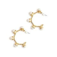 Viv & Lou Gold Pearl Textured Hoop Earrings