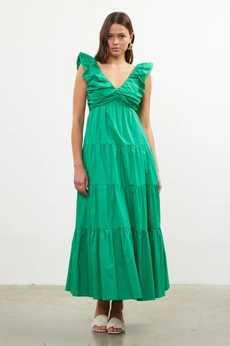 Ellyn Poplin Maxi Dress - Kelly Green